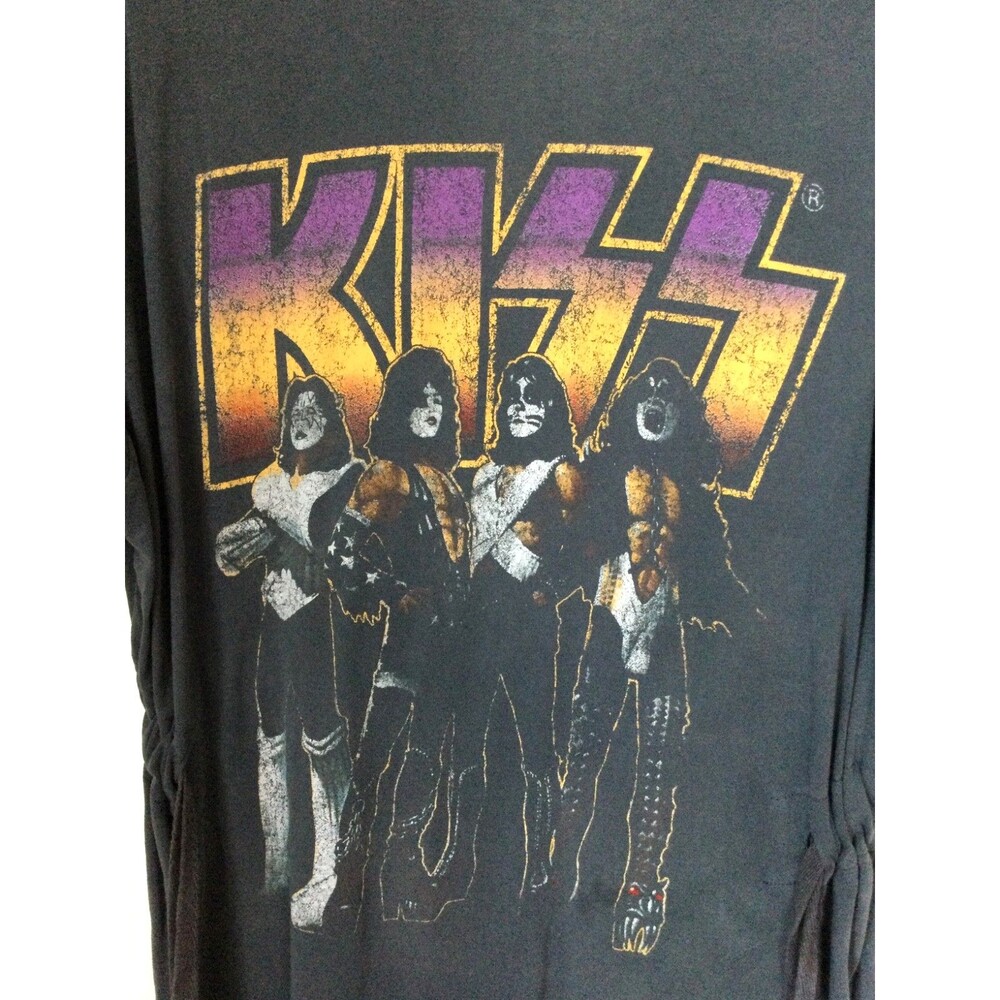 KISS Band T Shirt Dress And Finally TOPSHOP Graphic Tie Belted UK 8 EU 36 US 4